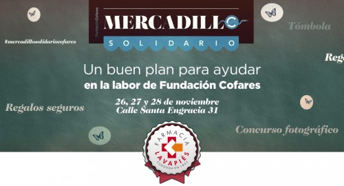 Mercadillo solidario de la Fundación Cofares en Madrid, los días 26 , 27 y 28 de noviembre de 2014. Farmacia Lavapiés Madrid
