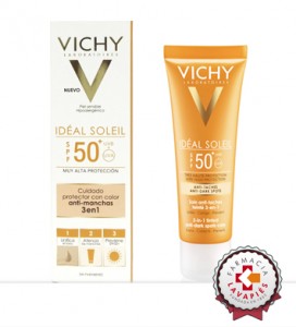 Nuevo Ideal Soleis Antimanchas 3 en 1 de Vichy de promoción en Farmacia Lavapiés