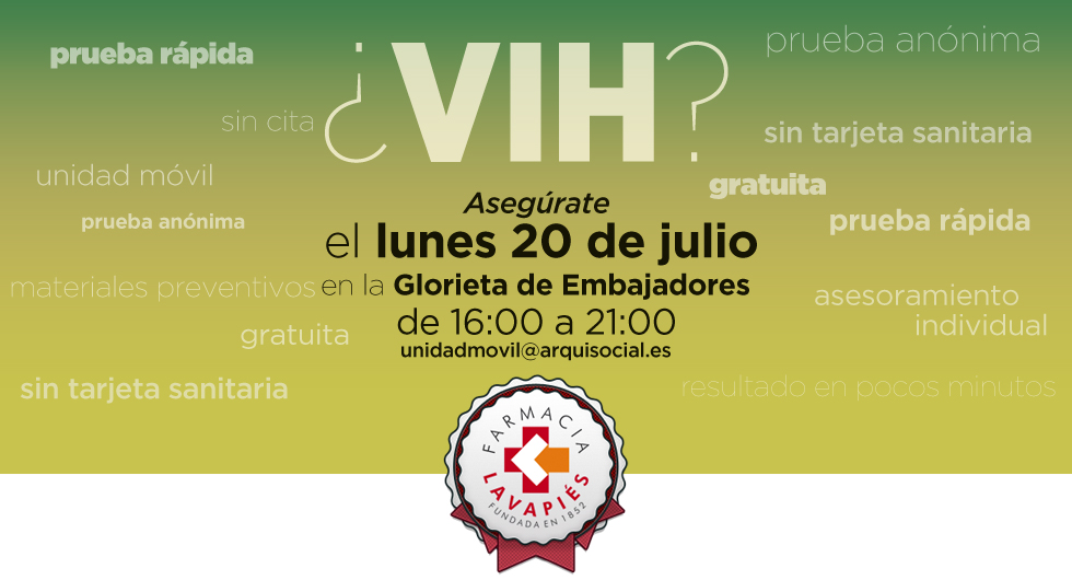 Prueba VIH gratuita en julio en Embajadores Madrid