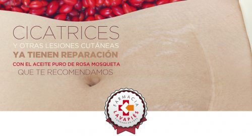 Reparar cicatrices y lesiones cutaneas con el aceite puro de rosa mosqueta de repavar en venta en farmacia lavapies