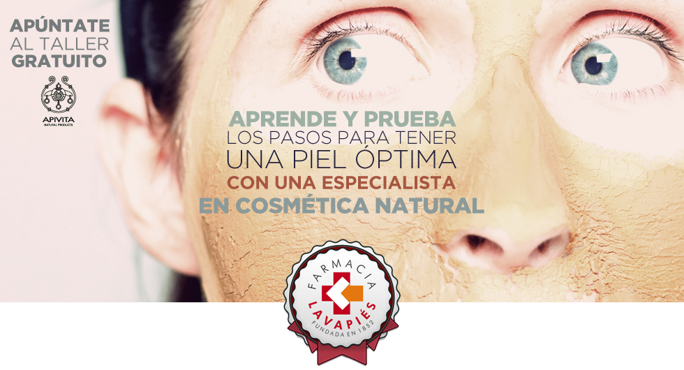Taller gratuito en Madrid de cosmética natural de la marca con un especialista en cuidado de la piel de la marca Apivita en Farmacia Lavapies